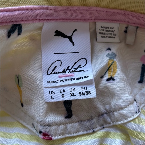 Puma Arnold Palmer Collab Light Yellow Striped Polo Shirt - Picture 4 of 4